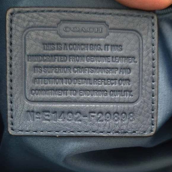 Coach Dark Blue Leather Tote - Picture 9 of 10